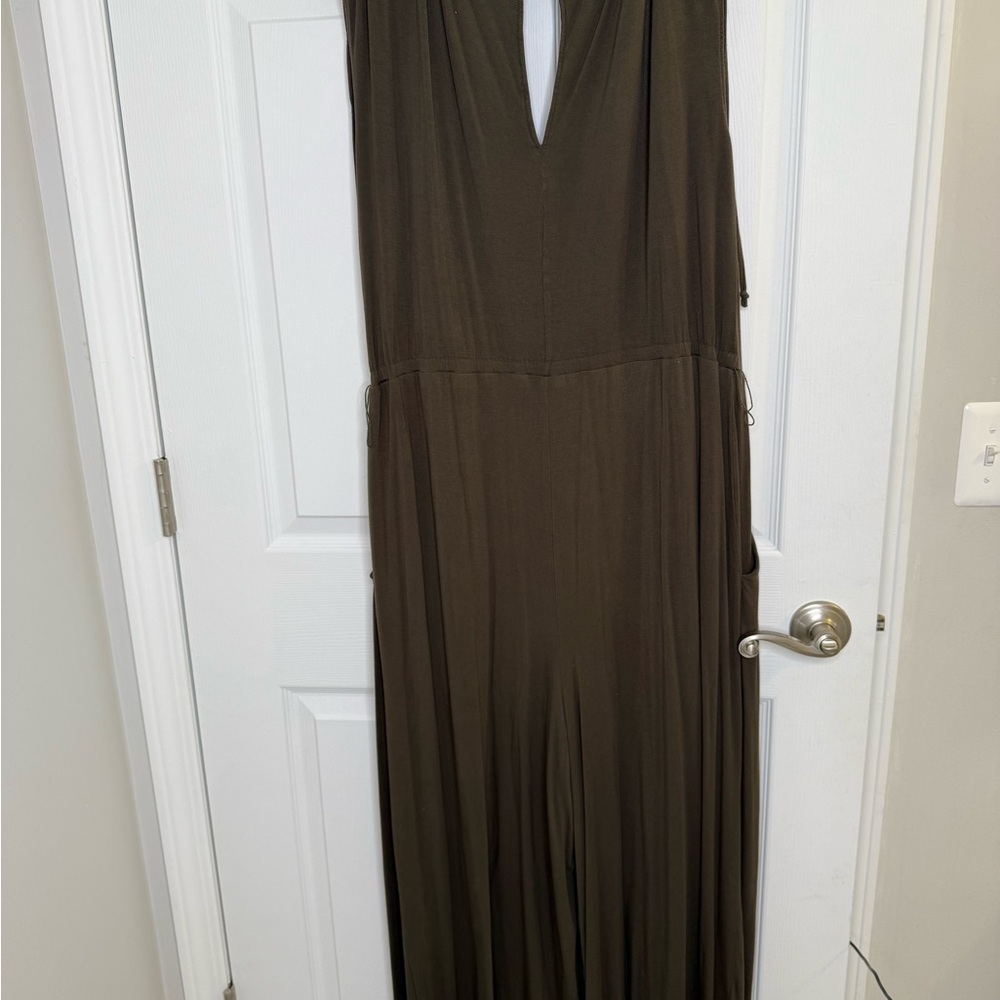 Anthropologie Deep Green Wrap Jumpsuit - Picture 9 of 9